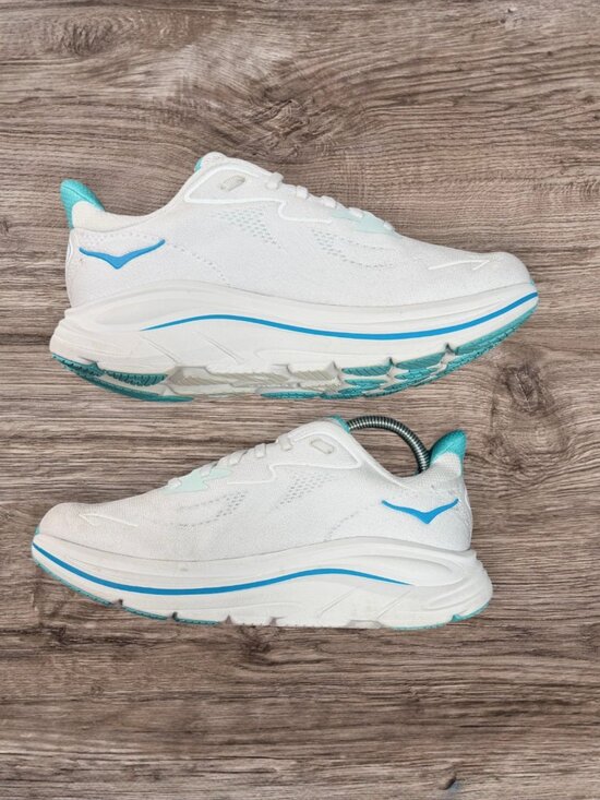 HOKA Clifton 10 Running Shoes Men Wide 7 2E White Blue Athletic Walking Sneakers main image 2